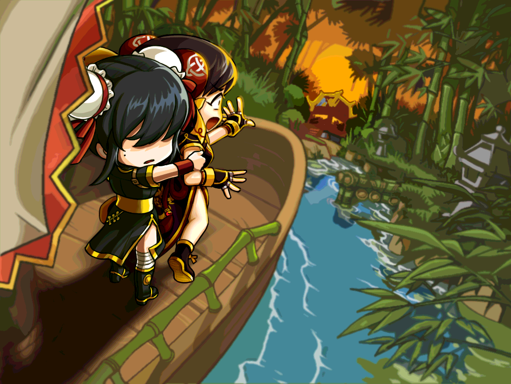 Artwork of Zen (Female) and Suha leaving Red Peony Secret Base