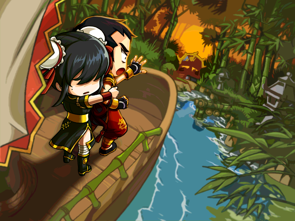 Artwork of Zen (Male) and Suha leaving Red Peony Secret Base