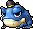 A blue toad frequently spotted at the Ninja Castle, known for its blank expression. Skill: Meso Magnet, Item Pouch, Auto Buff