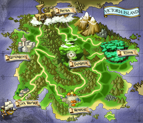 The original world map for Victoria Island during Beta